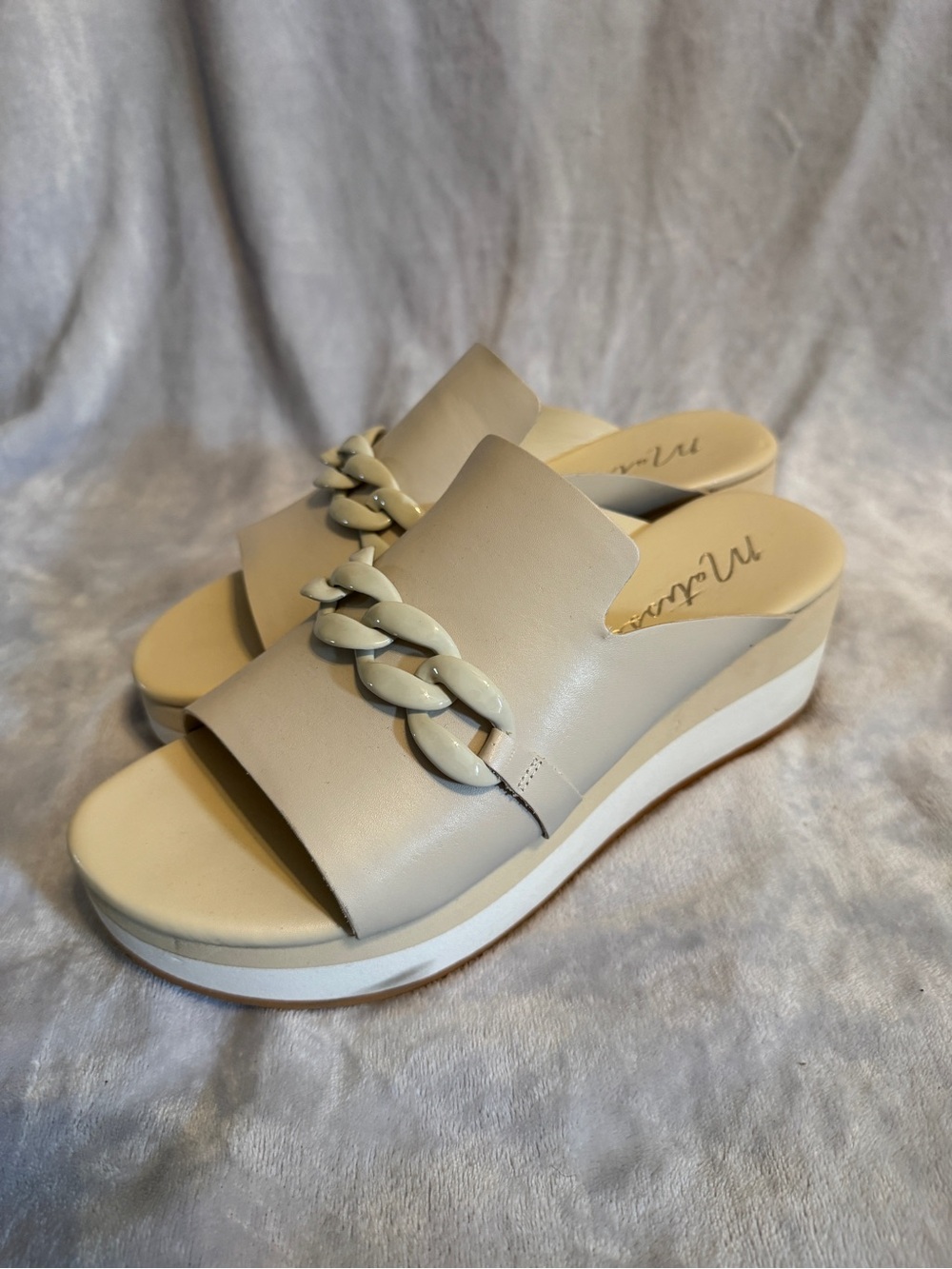 Matisse Neutral Chain-Accent Slide Wedge Sandals - Women's
